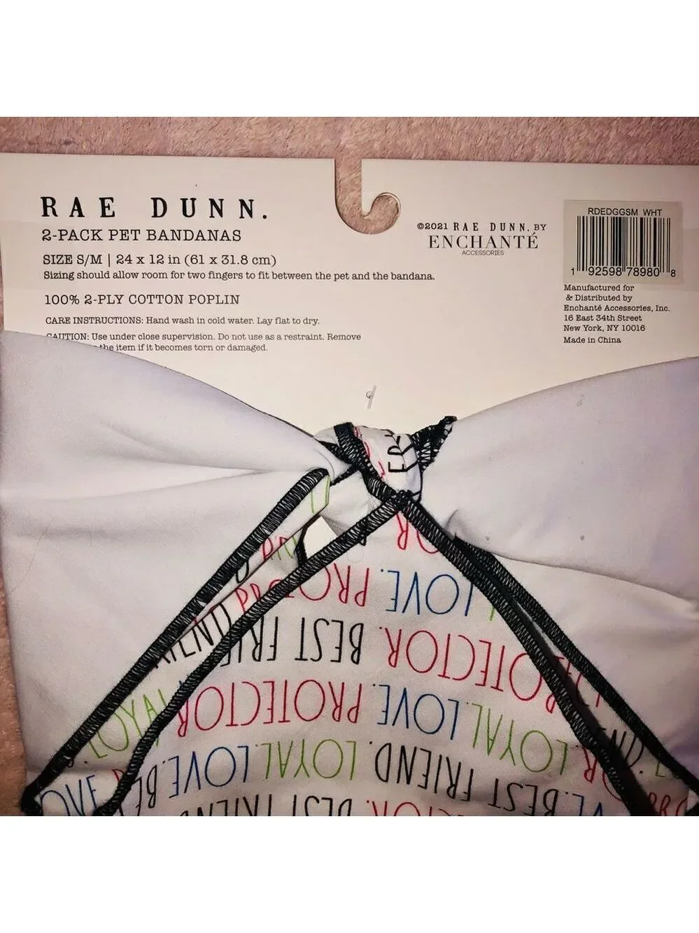 NWT Rae Dunn S/M 2 Pack pet Bandanas (Girl)